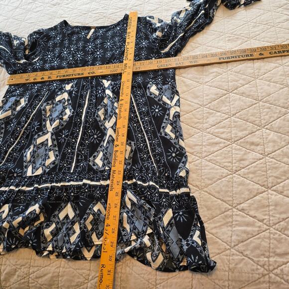 Free People Down By The Bay Mini Dress Top Women's S Blue Boho Chic Whimsigoth - Picture 6 of 10